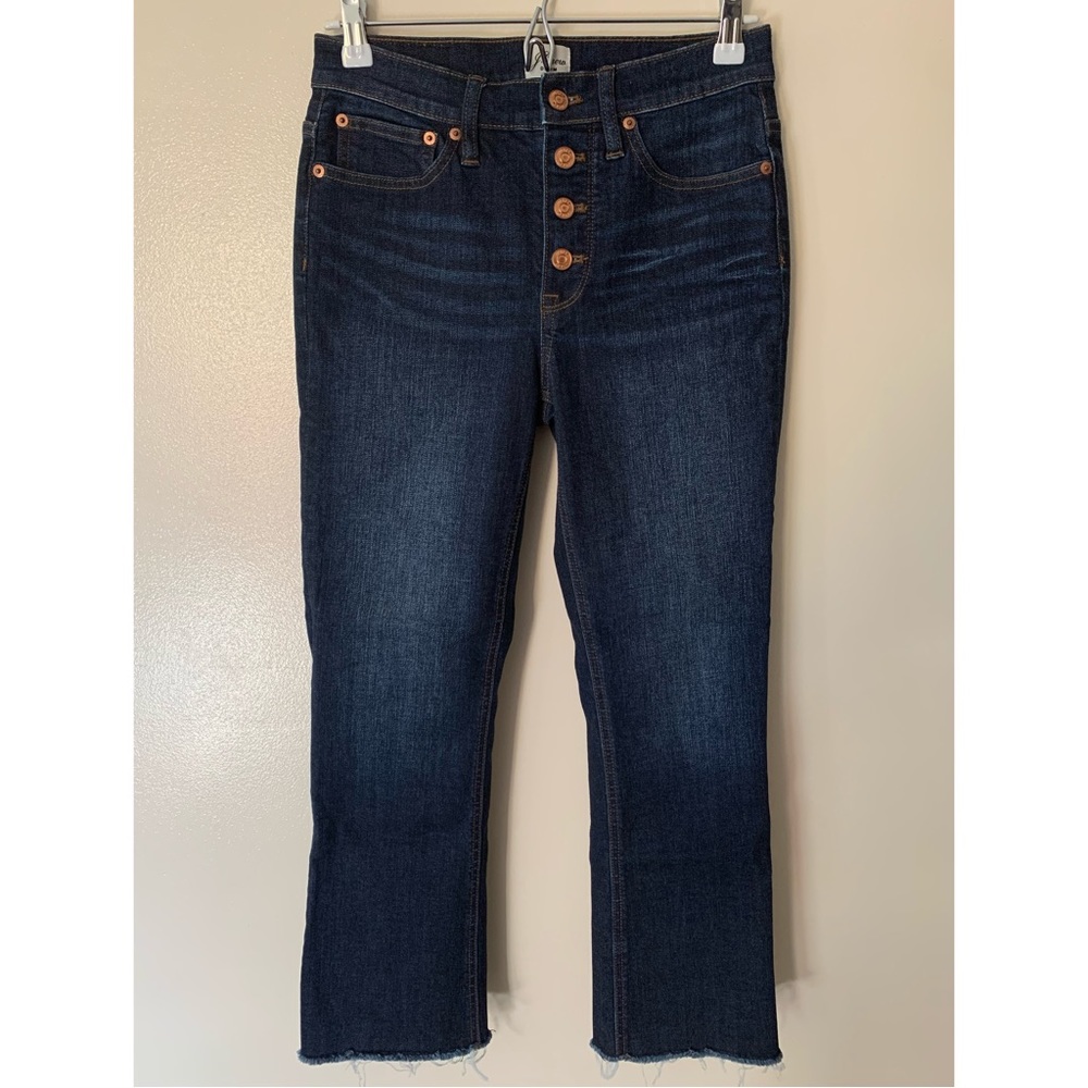 J. Crew • 25 • Billie Demi Boot Crop Button Fly Dark Wash Denim Jeans